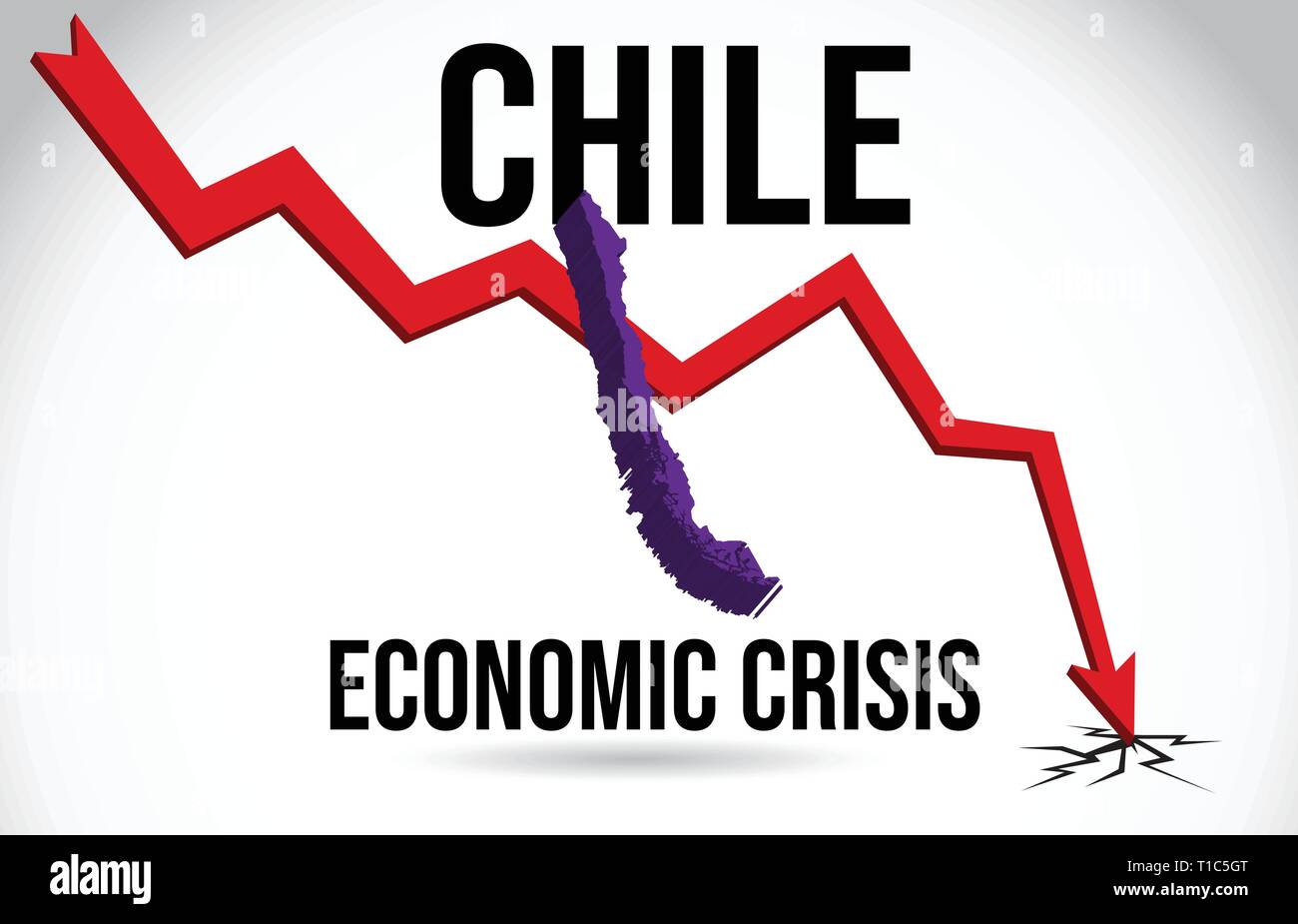 Mappa di Cile crisi finanziaria del crollo economico del mercato globale di Crash Meltdown illustrazione vettoriale. Illustrazione Vettoriale