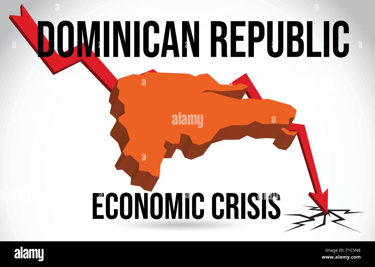 Repubblica Dominicana Mappa crisi finanziaria del crollo economico del mercato globale di Crash Meltdown illustrazione vettoriale. Illustrazione Vettoriale
