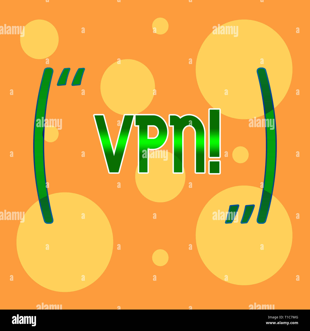 Segno di testo che mostra la VPN. Business photo vetrina virtuale protetta la rete privata attraverso il dominio riservati protetti diversi formati di giallo vuota Foto Stock