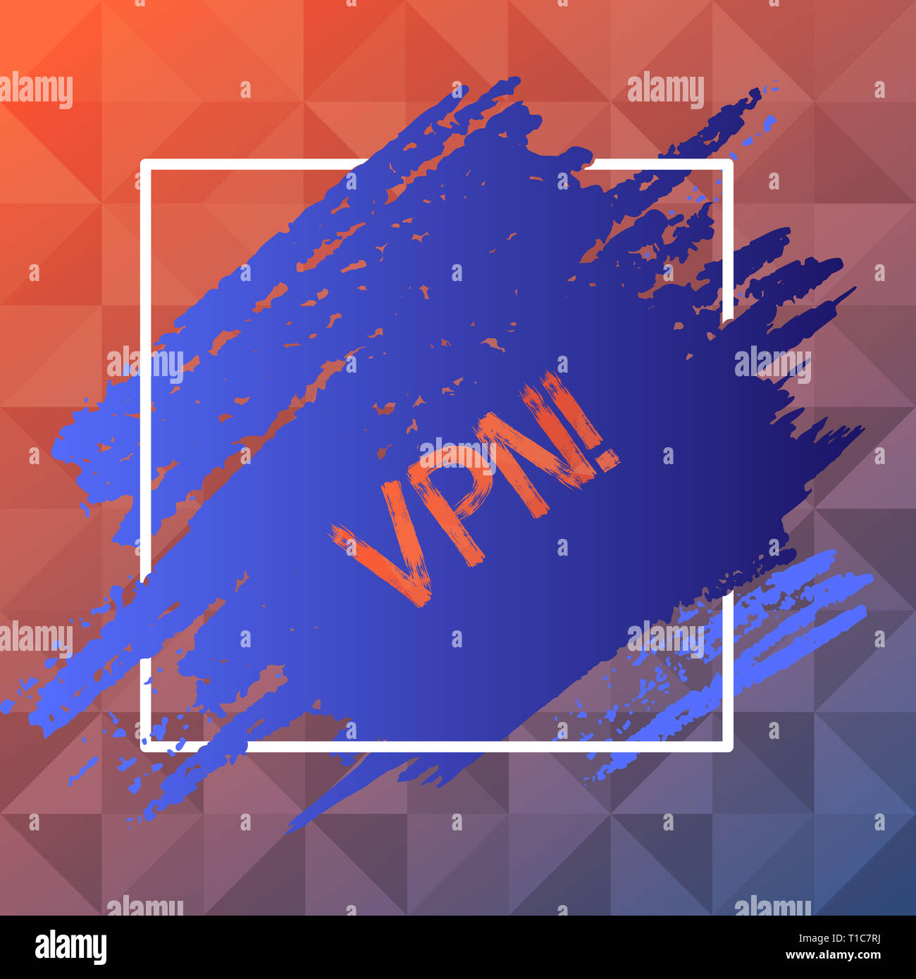 Testo della scrittura VPN. Foto concettuale fissato rete privata virtuale attraverso il dominio riservato protetto tono Blu Vernice quadrato interno telaio della linea. Foto Stock