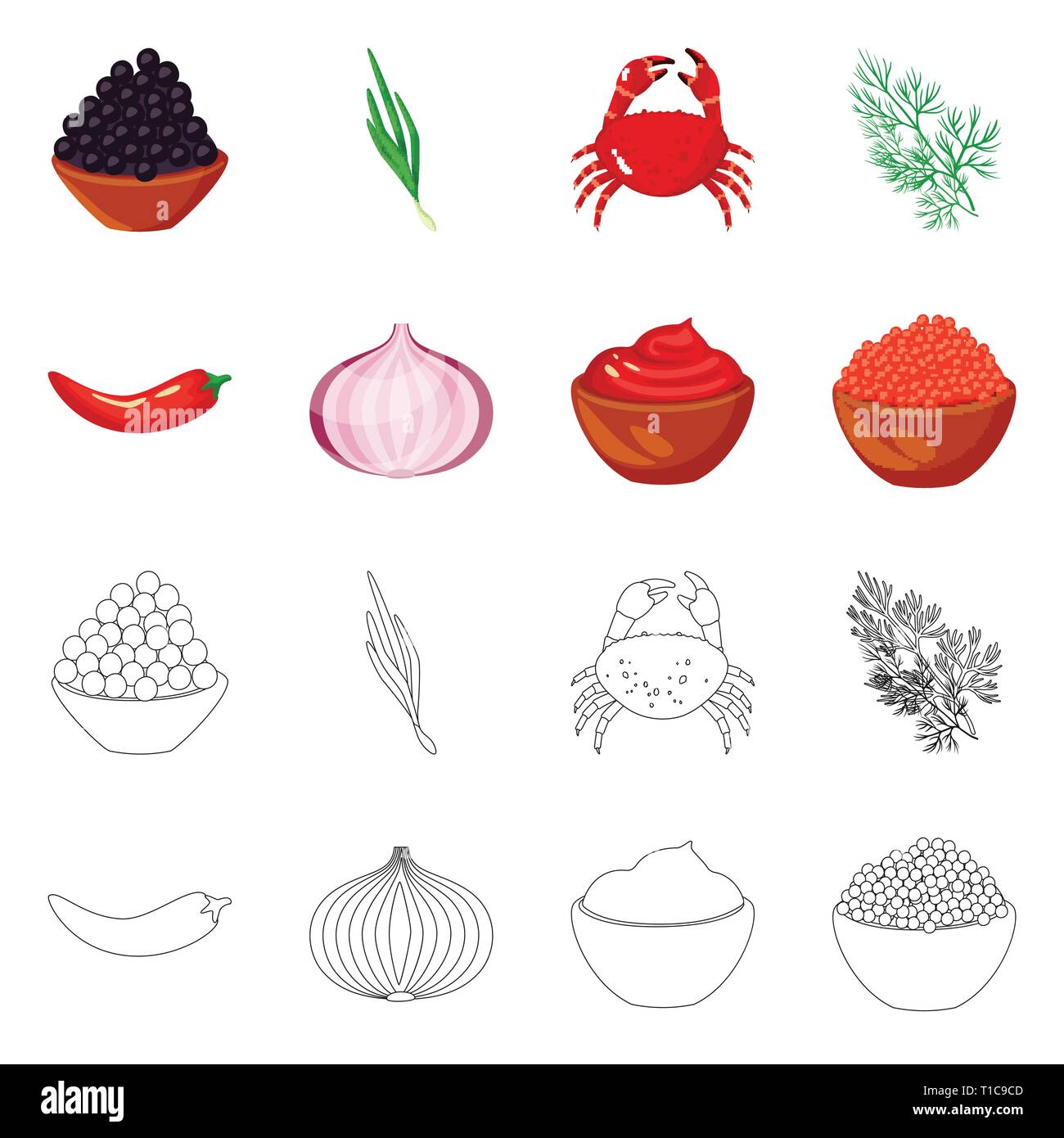 Il caviale,onion,crab,l'aneto pepe,ketchup,Black,verdura,frutti di mare,verde,rosso,salsa,osetra,verde,guscio,freschi,chili,mature,il pomodoro, pesce,foglie,mare,aromaterapia,cuoco,succhi di frutta,salmone, menu, crostacei,botanica,hot,gusto,prodotto organico,,cottura,cibo,sapori,seasonin,l'ingrediente,spezie,aroma,impostare,vettore,icona,immagine,isolato,raccolta,design,l'elemento,graphic,segno vettori vettore , Illustrazione Vettoriale