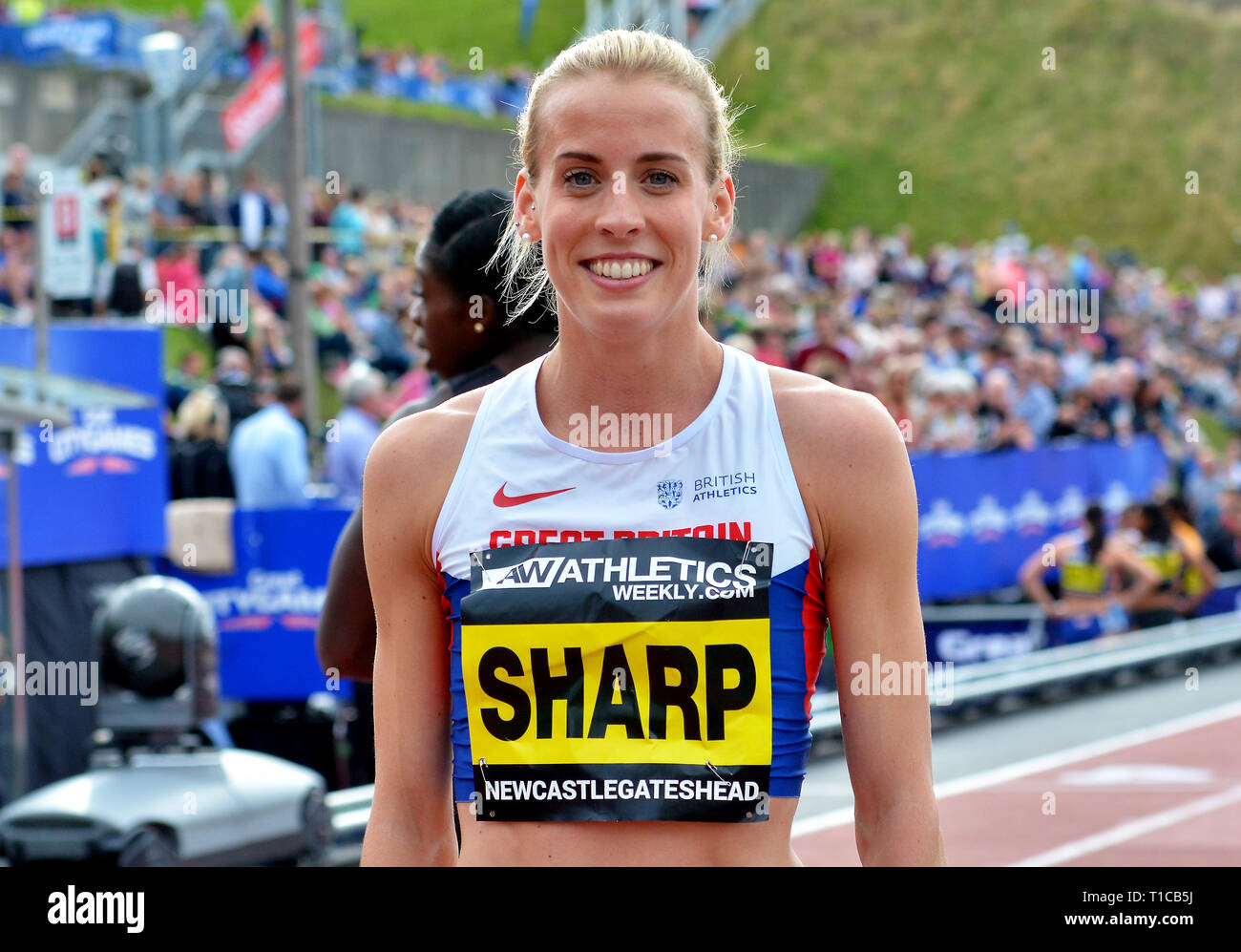 Lyndsey Sharp 800 metri corridore in gara al Great North City Games - British Athletics Foto Stock