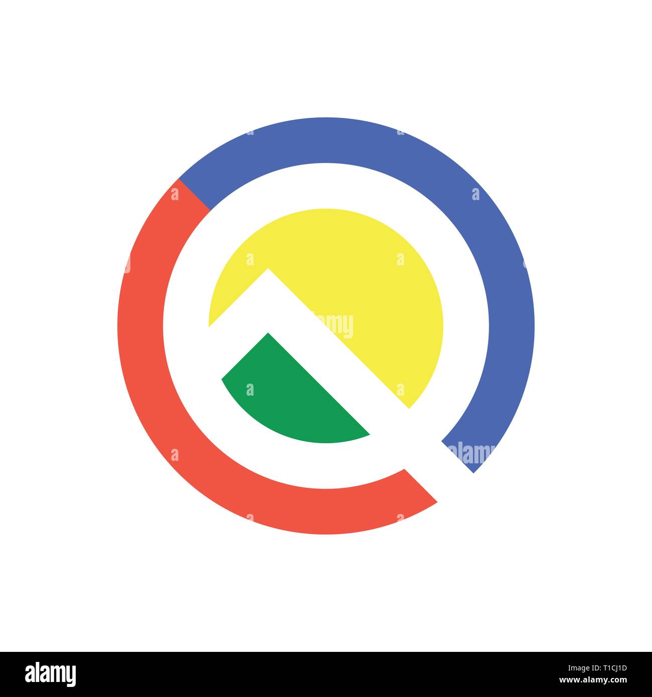 Lettera Q icona logo design elementi del modello. Android Q, Android 10 concetto. La sfumatura del colore in stile google. EPS 10 Illustrazione Vettoriale