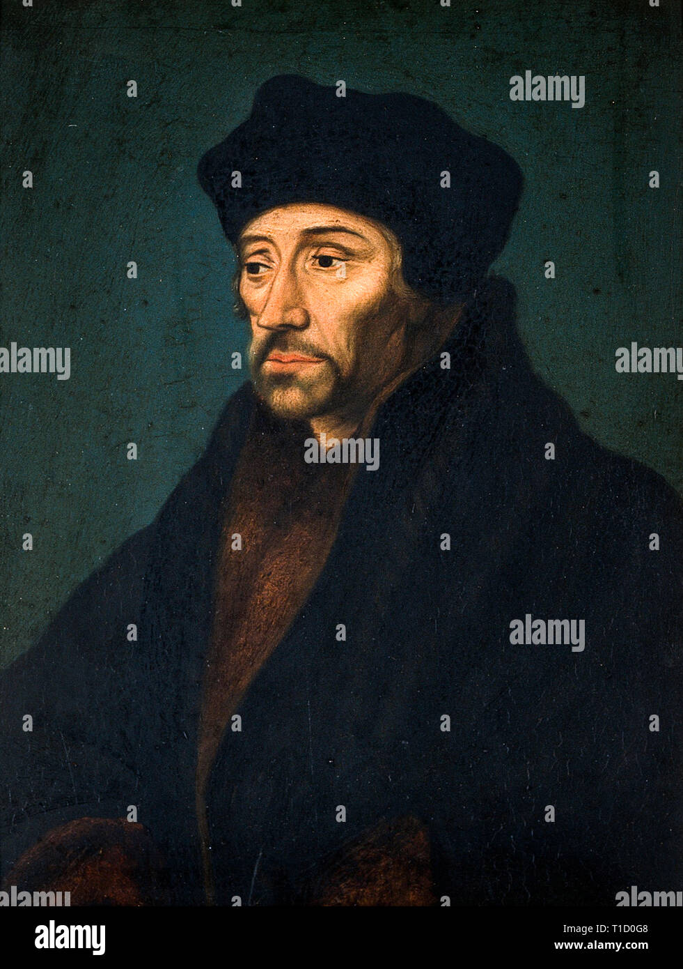 Desiderius Erasmus (1466-1536), ritratto pittura, circa 16th secolo, artista sconosciuto Foto Stock