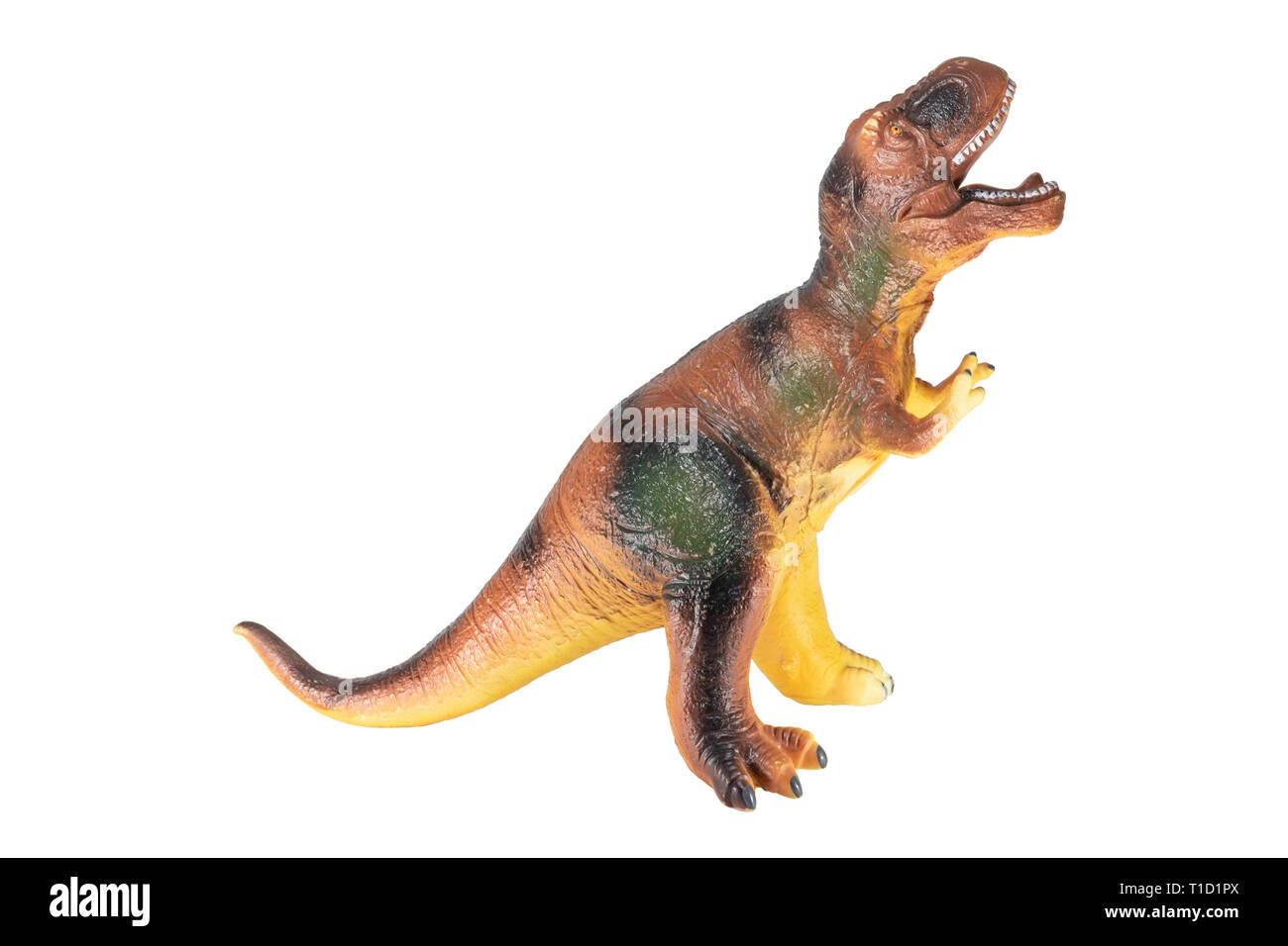 Un grande dinosauro giocattolo realizzata in gomma di forma isolata su  sfondo bianco Foto stock - Alamy