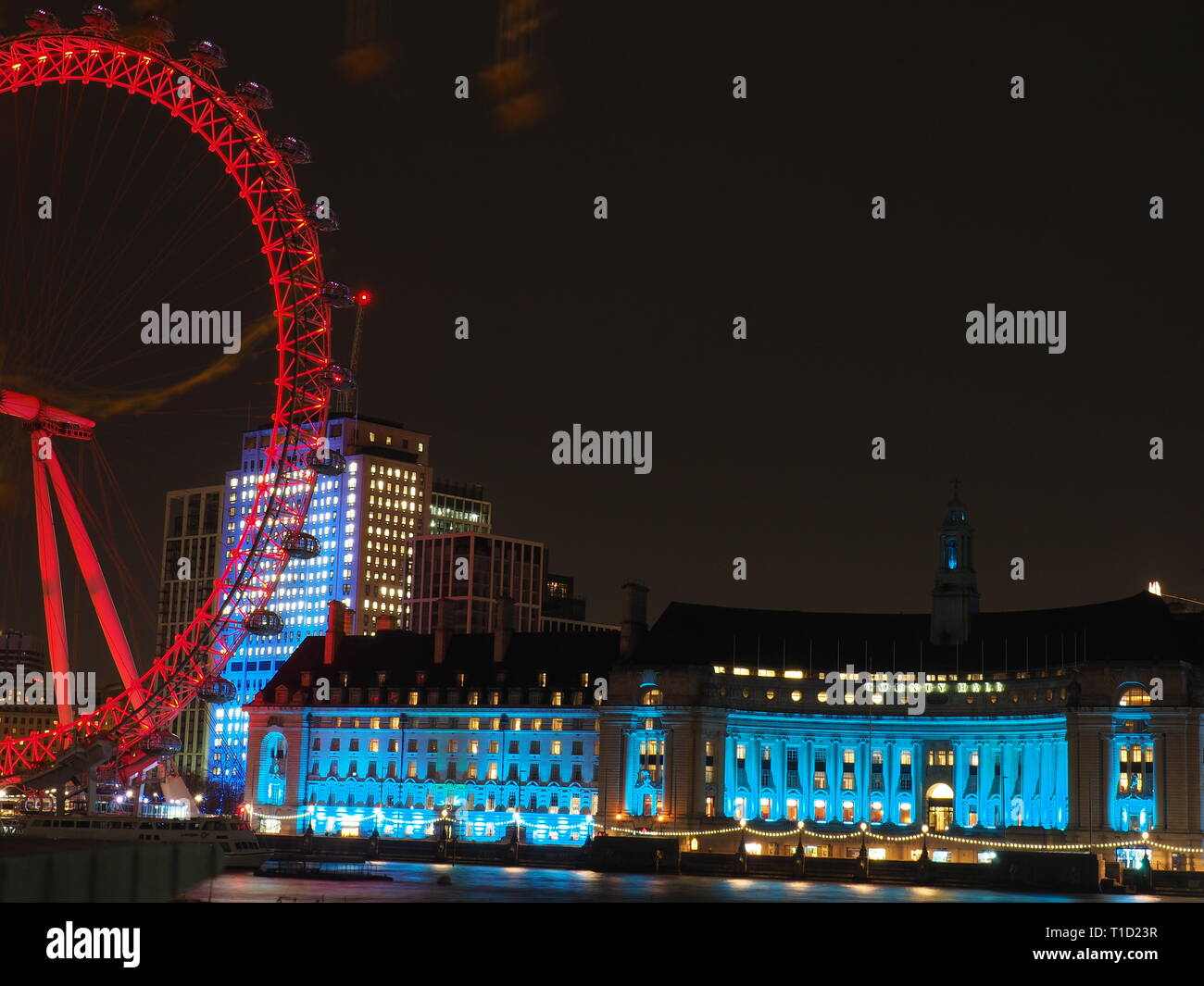 London Eye di notte - Londra Foto Stock