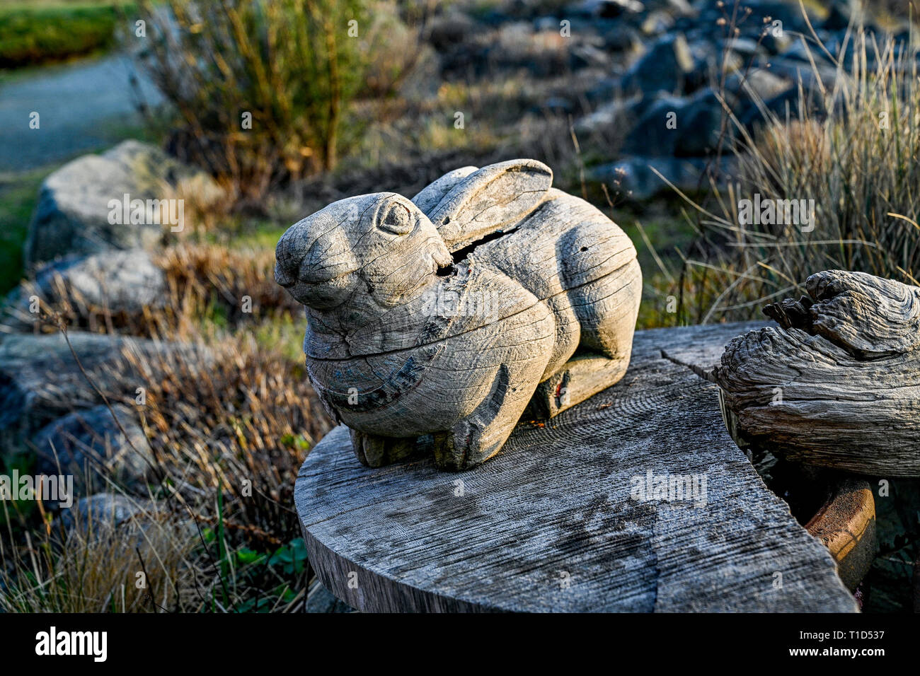 Legno intagliato coniglio Foto Stock