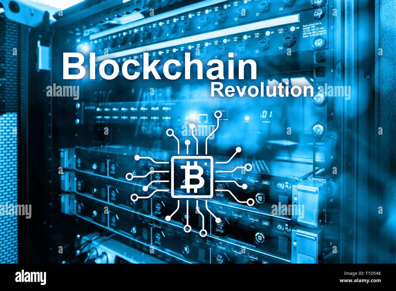 Rivoluzione Blockchain, innovazione tecnologica nelle aziende moderne Foto Stock
