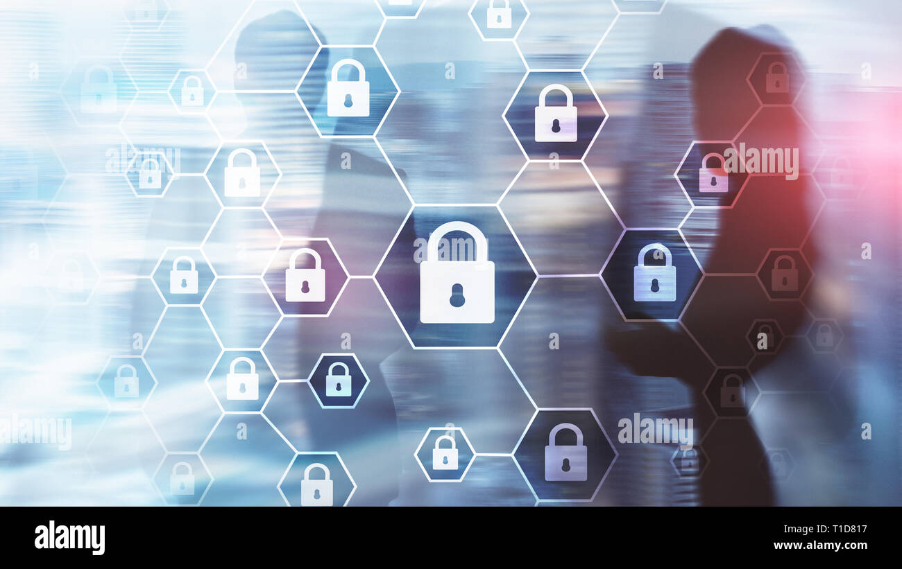 Sicurezza informatica, Informativa sulla privacy, la protezione dei dati contro virus e spyware per la difesa. Foto Stock