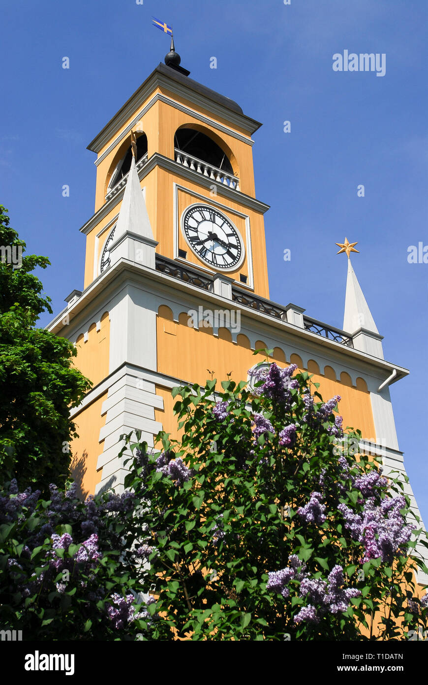 Amiralitetsklockstapeln costruito nel 1699 a Amiralitetsparken (Admiralty Park) sull isola Trosso elencati di Patrimonio Mondiale dall Unesco in Karlskrona, Blekinge C Foto Stock