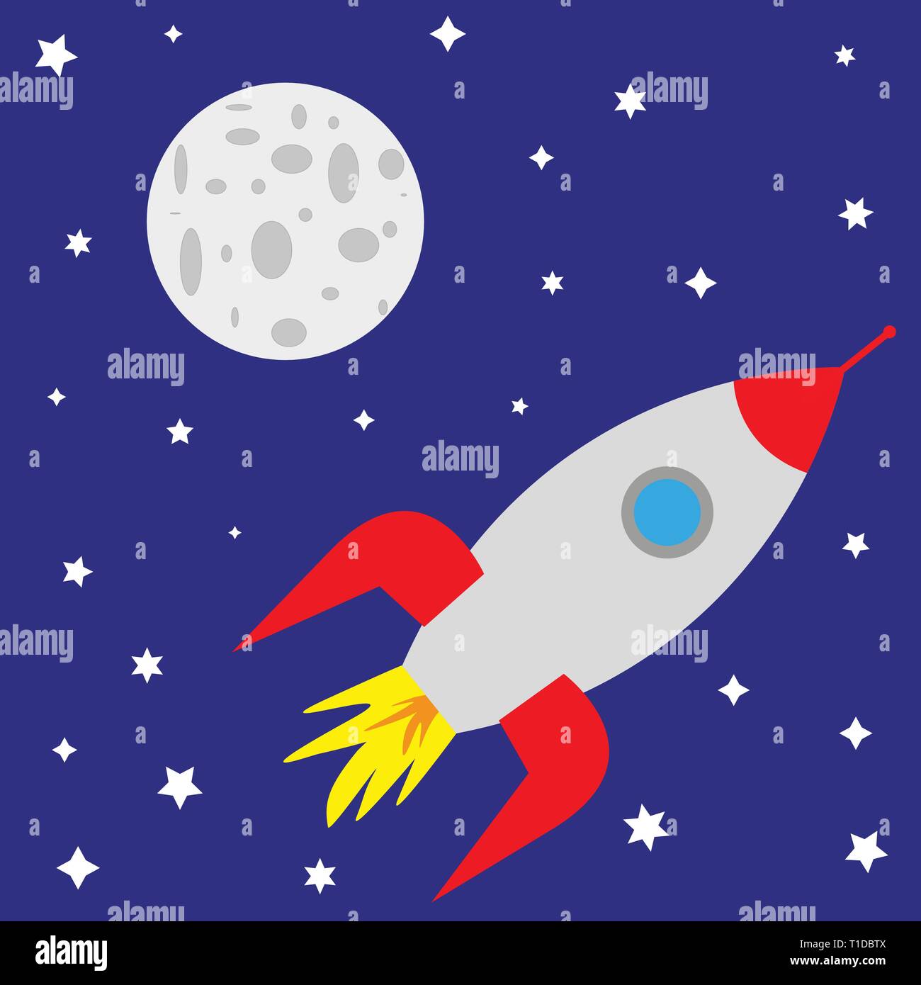 Volo verso la luna Illustrazione Vettoriale