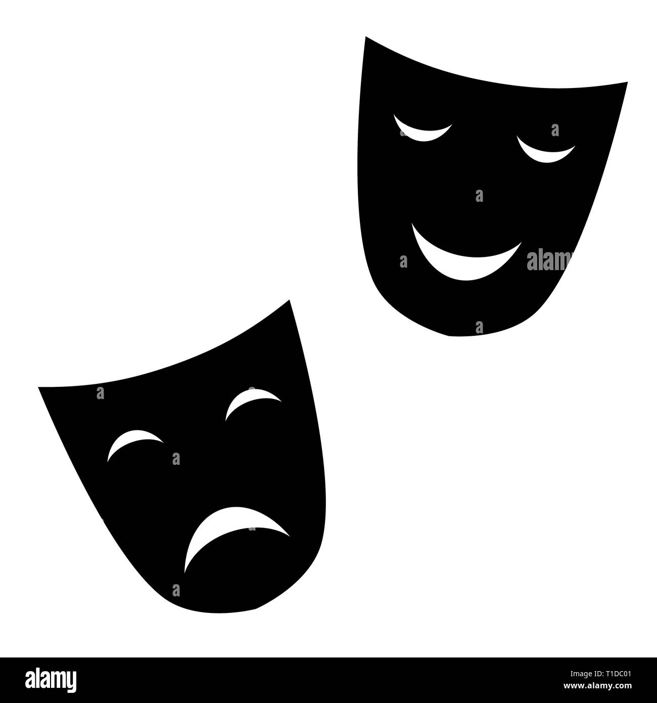Le maschere teatrali sono di colore nero Illustrazione Vettoriale