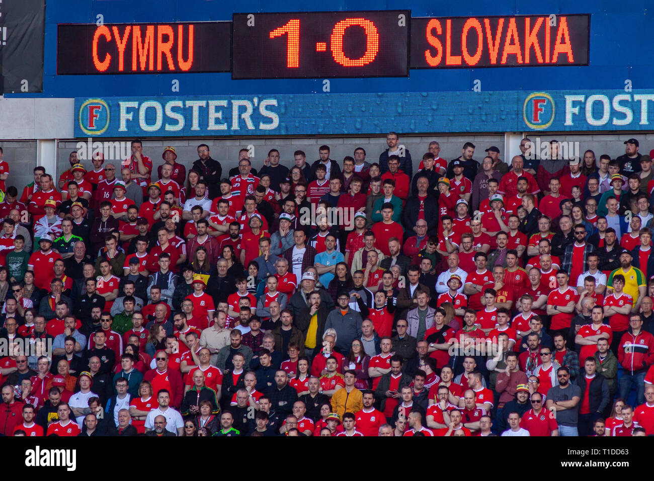 Una vista del cantone di stand. Il Galles v Slovacchia UEFA EURO 2020 il qualificatore a Cardiff City Stadium, Foto Stock