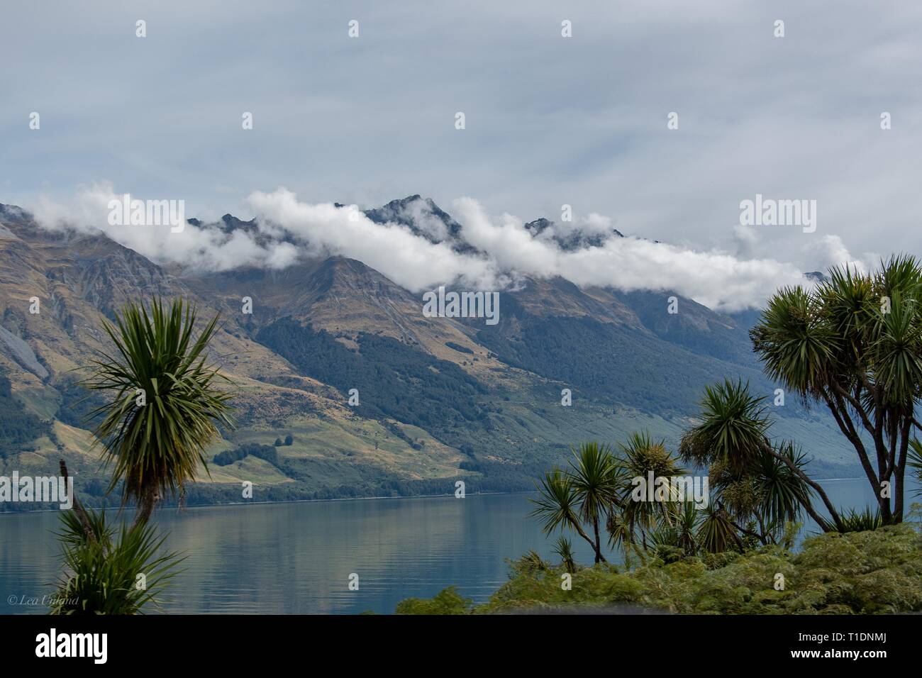 Il Remarkables, catturate da Glenorchy Road, NZ Foto Stock