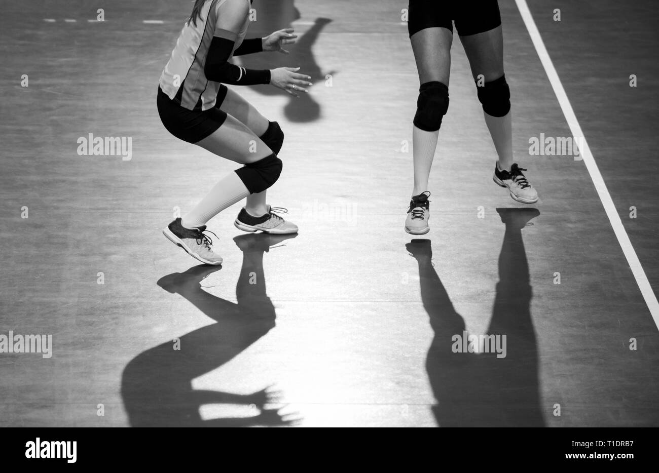 I giocatori di pallavolo in azione Foto Stock