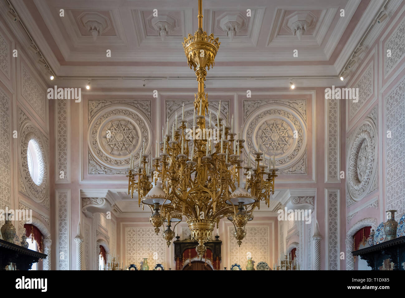 All'interno di Pena Palace. Il palazzo è un sito Patrimonio Mondiale dell'UNESCO e una delle sette meraviglie del Portogallo. Sintra, Portogallo Foto Stock