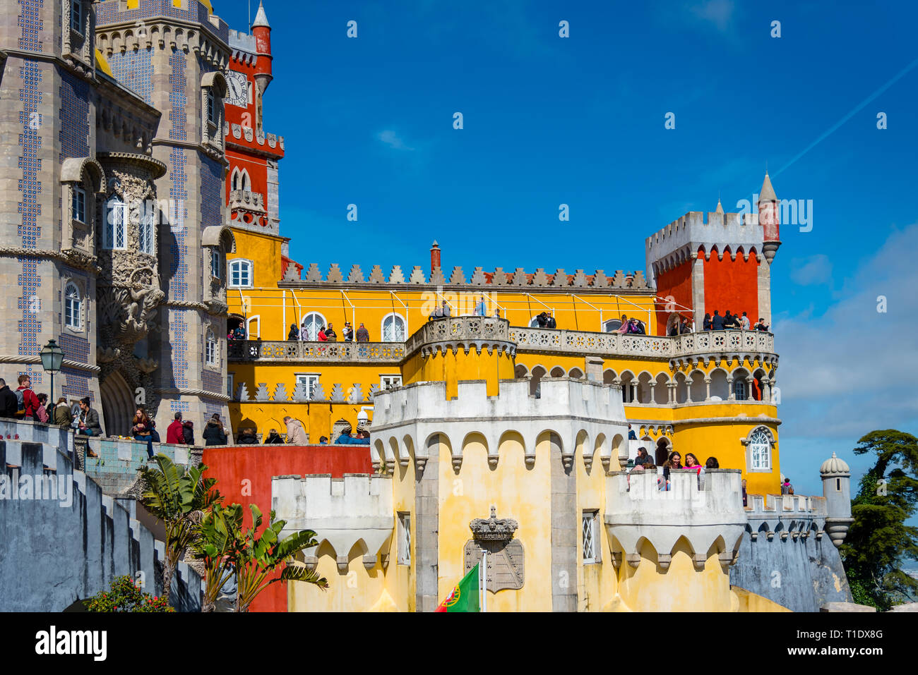 Pena Palace. Il palazzo è un sito Patrimonio Mondiale dell'UNESCO e una delle sette meraviglie del Portogallo. Sintra, Portogallo Foto Stock