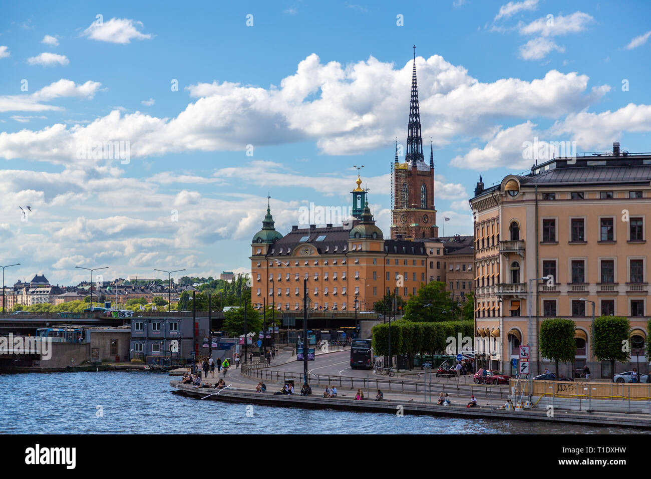 Gamla Stan città vecchia di notte a Stoccolma, Svezia Foto Stock