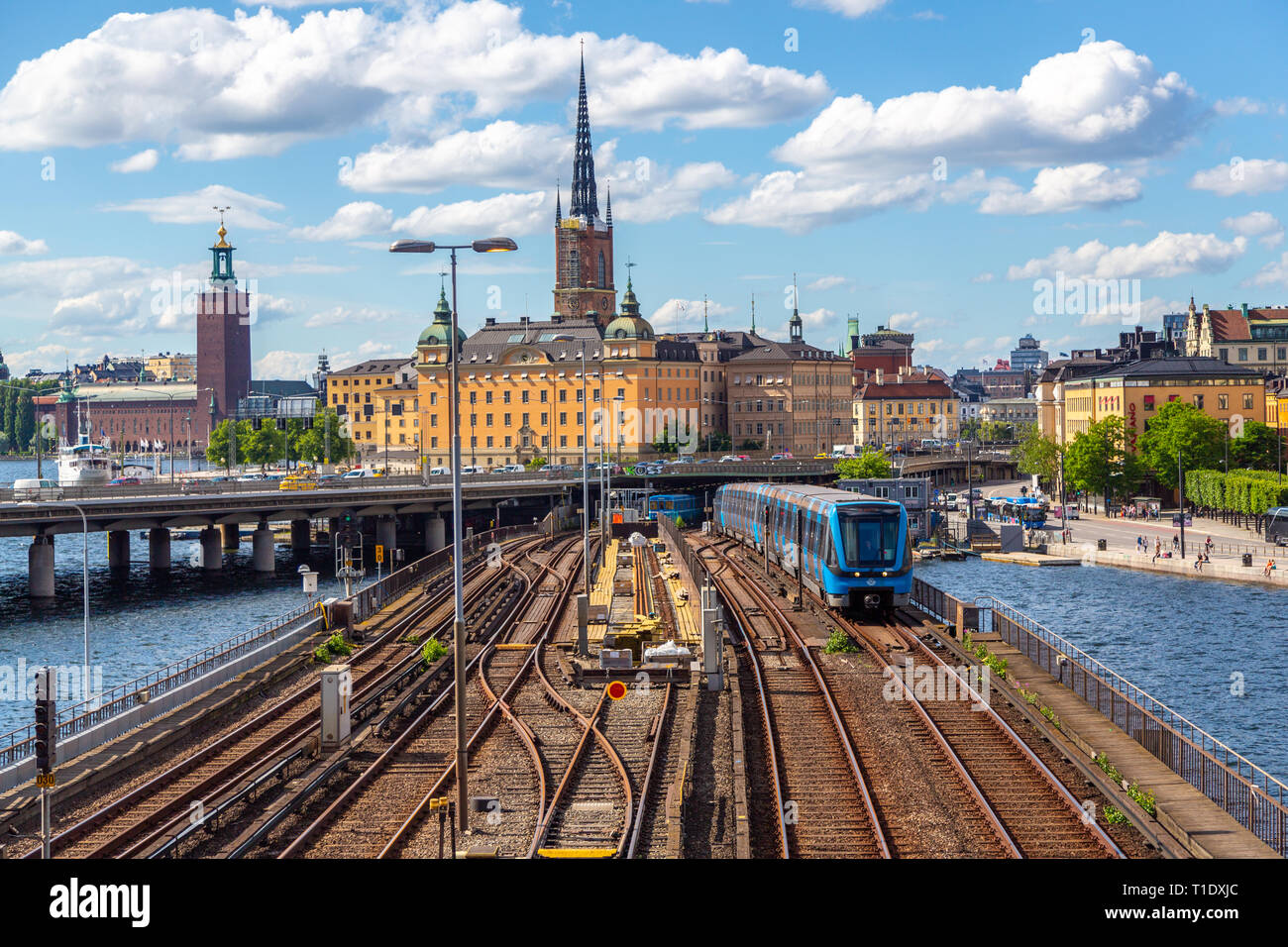 Gamla Stan città vecchia di notte a Stoccolma, Svezia Foto Stock