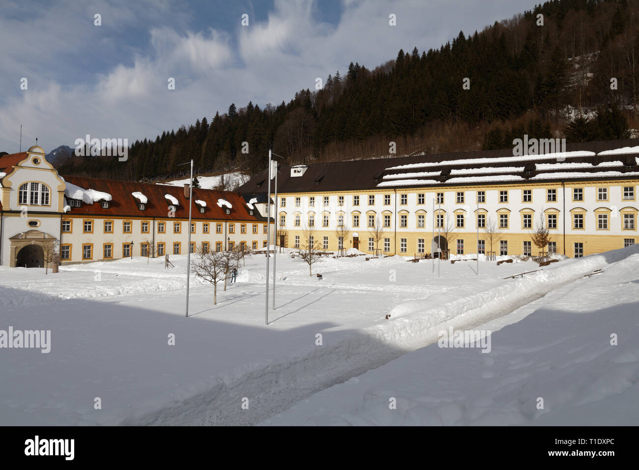 L'abbazia di Ettal, in Germania, in inverno Foto Stock