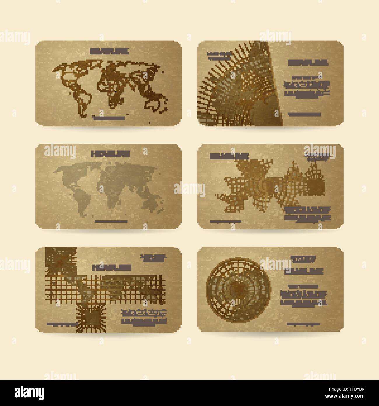 Set di banner di vettore con mappa del mondo Illustrazione Vettoriale