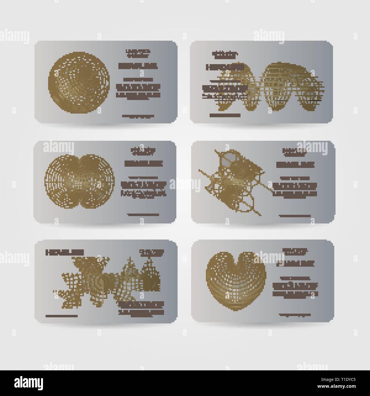 Set di banner di vettore con mappa del mondo. Colore argento Illustrazione Vettoriale