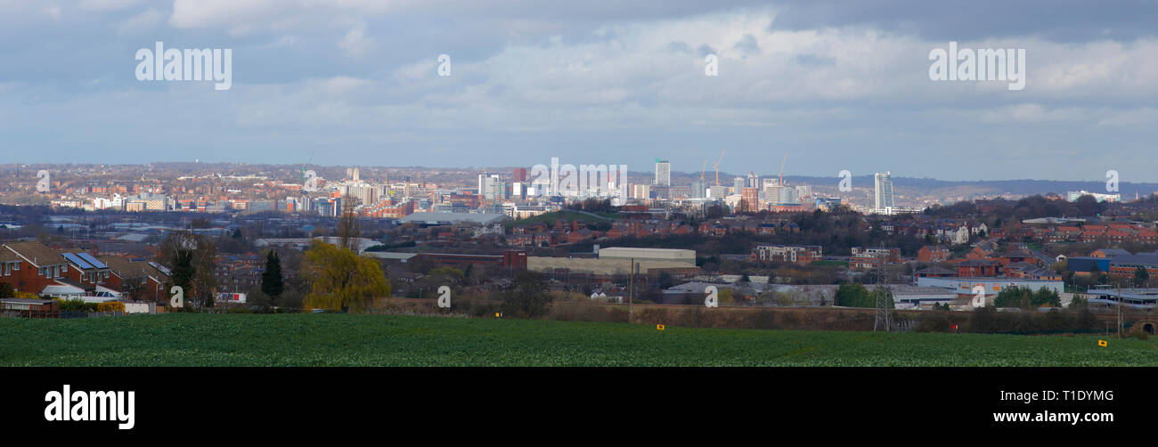 Panorama di Leeds City Centre Foto Stock