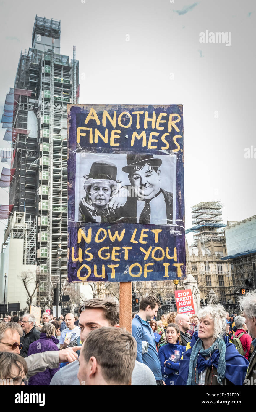 Londra, Inghilterra, Regno Unito. Il 23 marzo 2019. Voto popolare anti Brexit marcia di protesta Foto Stock