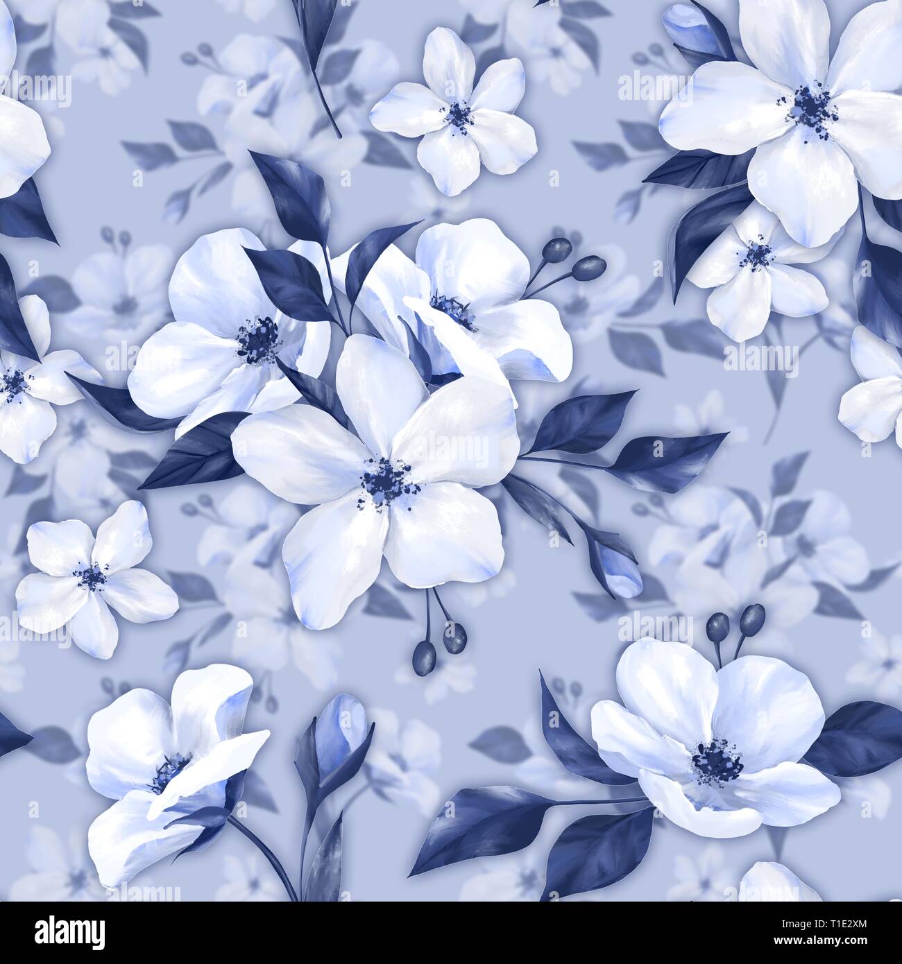 Eleganza seamless pattern con fiori di colore bianco Foto Stock