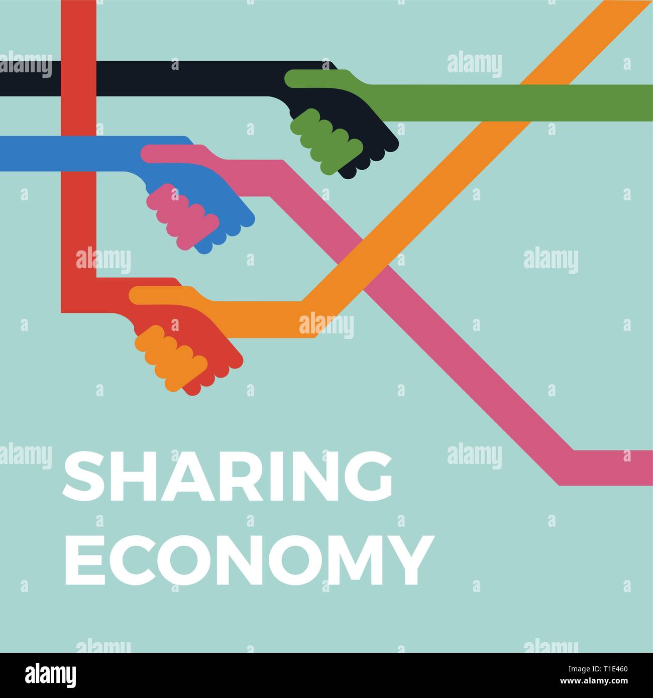 Condivisione di concetto di economia di illustrazione. Handshake icona vettore Illustrazione Vettoriale