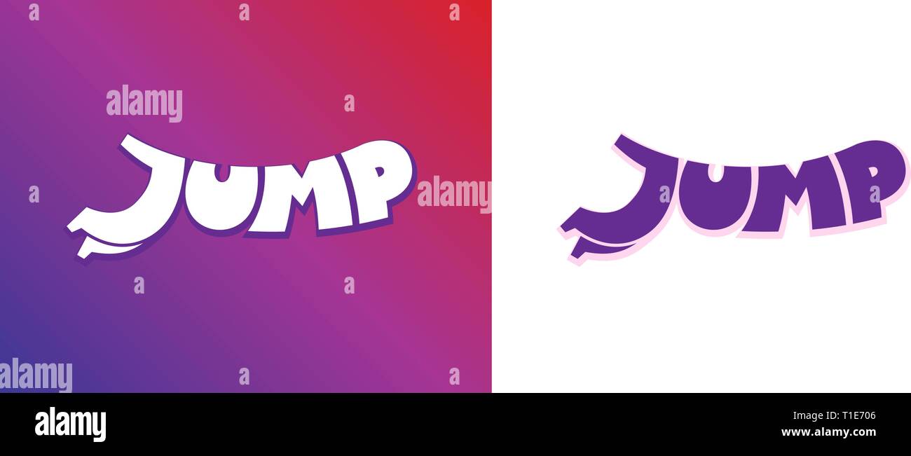 Passare parola stile cartoon. La lettera J jumping man silhouette del corpo. Segno aziendale per il gioco di società o sport service ricomposto design set. Testo font sport cr Illustrazione Vettoriale