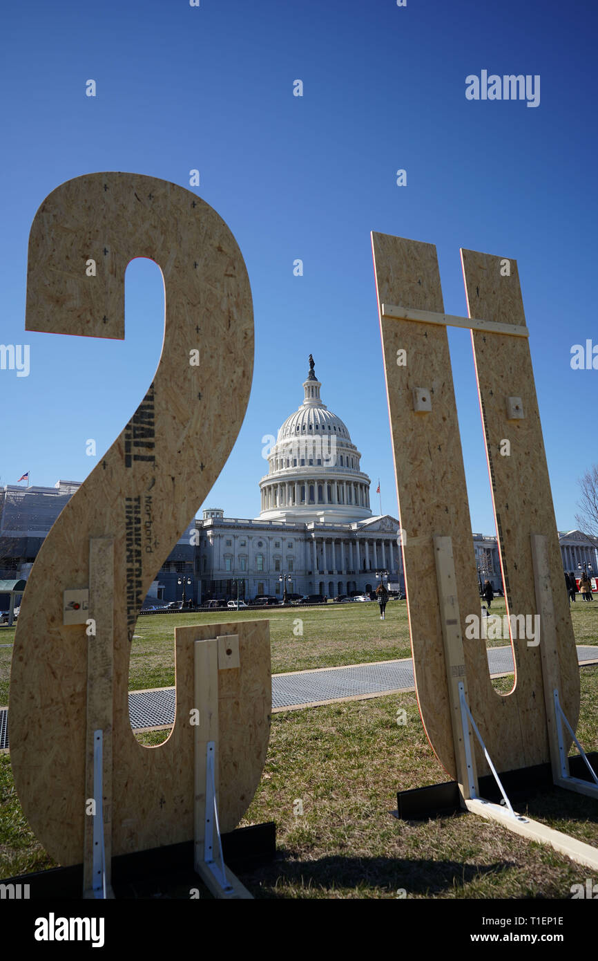 Washington, Stati Uniti d'America. 26 Mar, 2019. Gli Stati Uniti Capitol è visto in Washington, DC, Stati Uniti, il 26 marzo 2019. Gli Stati Uniti Casa dei Rappresentanti non riuscita su Martedì per ignorare il presidente Donald Trump il veto di una risoluzione del congresso del suo blocco di dichiarazione di una emergenza nazionale presso la nazione meridionale del confine con il Messico. Credito: Liu Jie/Xinhua/Alamy Live News Foto Stock
