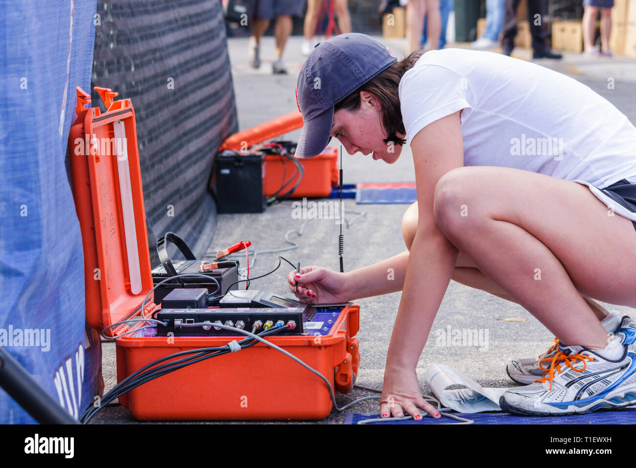 Miami Beach Florida,Ocean Drive,South Pointe 5K Run,benefit,beneficenza,corridori,gara,finish line,competizione,adulti donna donna donna donna donna donna donna donna donna donna donna donna, Foto Stock