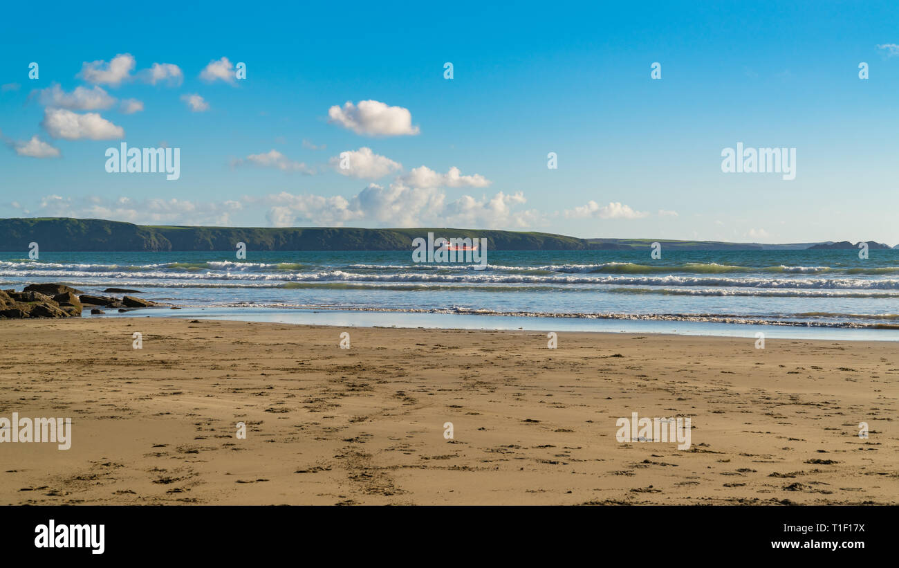 Spiaggia a Druidston Haven, vicino a Haverfordwest, Pembrokeshire, Dyfed, Wales, Regno Unito Foto Stock