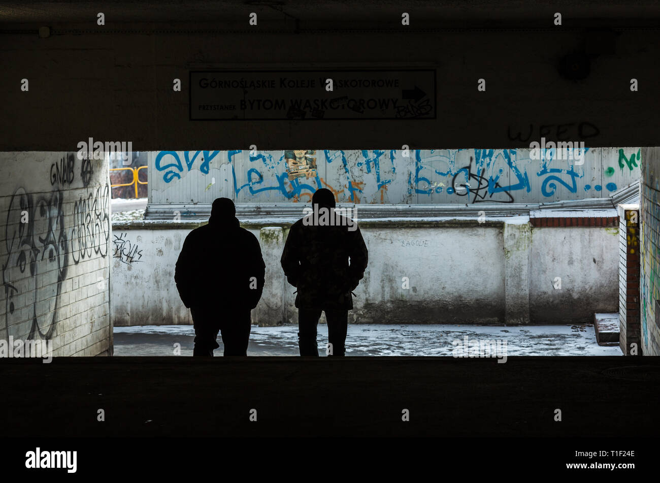 28.02.2018, Bytom Affitto, Slesia, Polonia - Tunnel sotto i cingoli polacca della Stazione Centrale. 00A180228D154CAROEX.JPG [modello di rilascio: NO, corretto Foto Stock