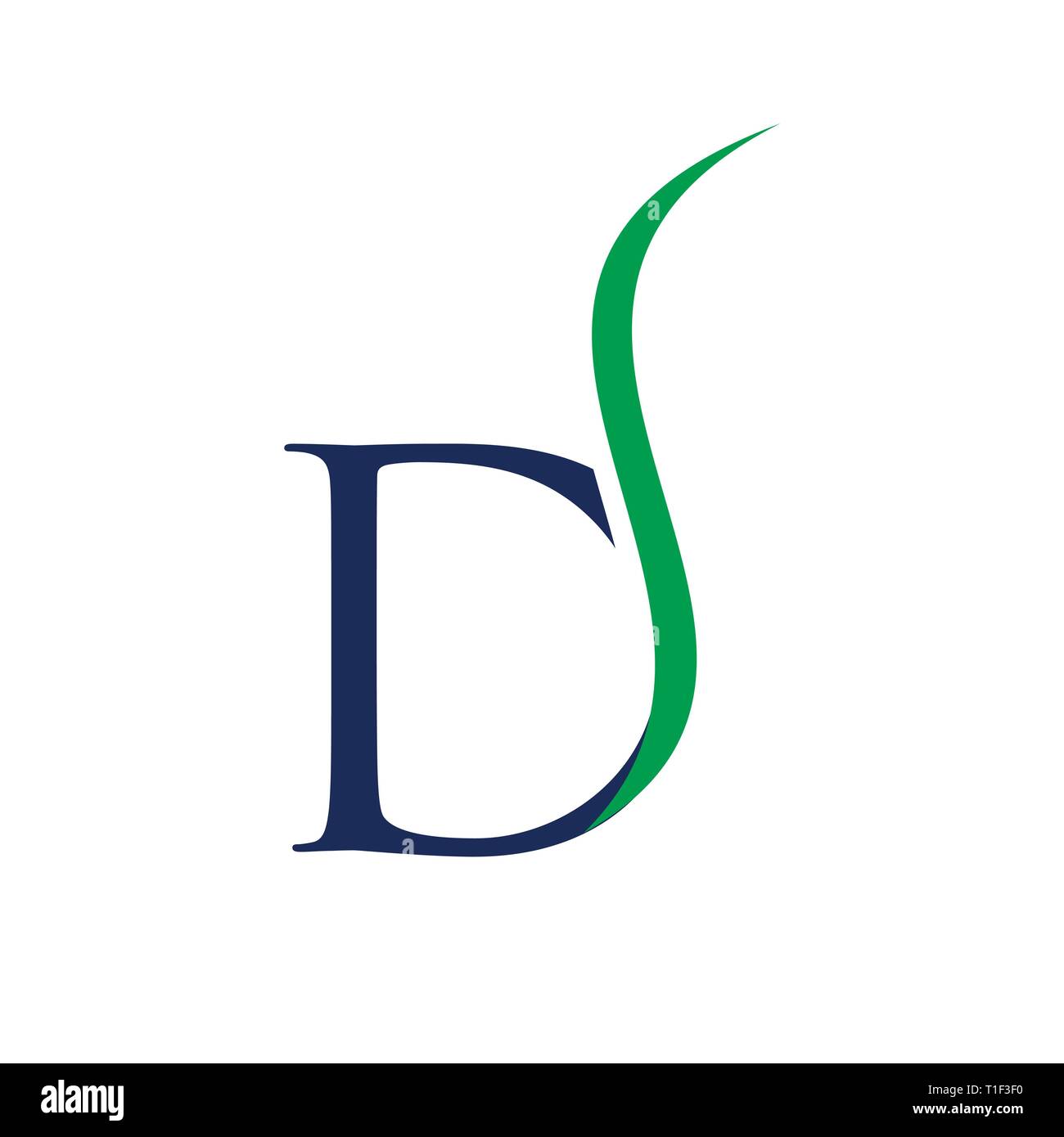 Lettermark DS iniziali della curva di bellezza simbolo vettore Logo grafico del modello di progettazione Illustrazione Vettoriale
