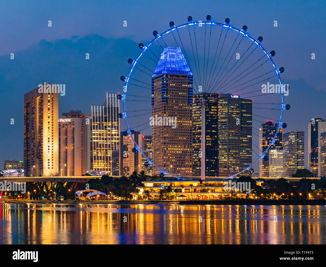 Singapore Flyer di notte, Singapore Foto Stock