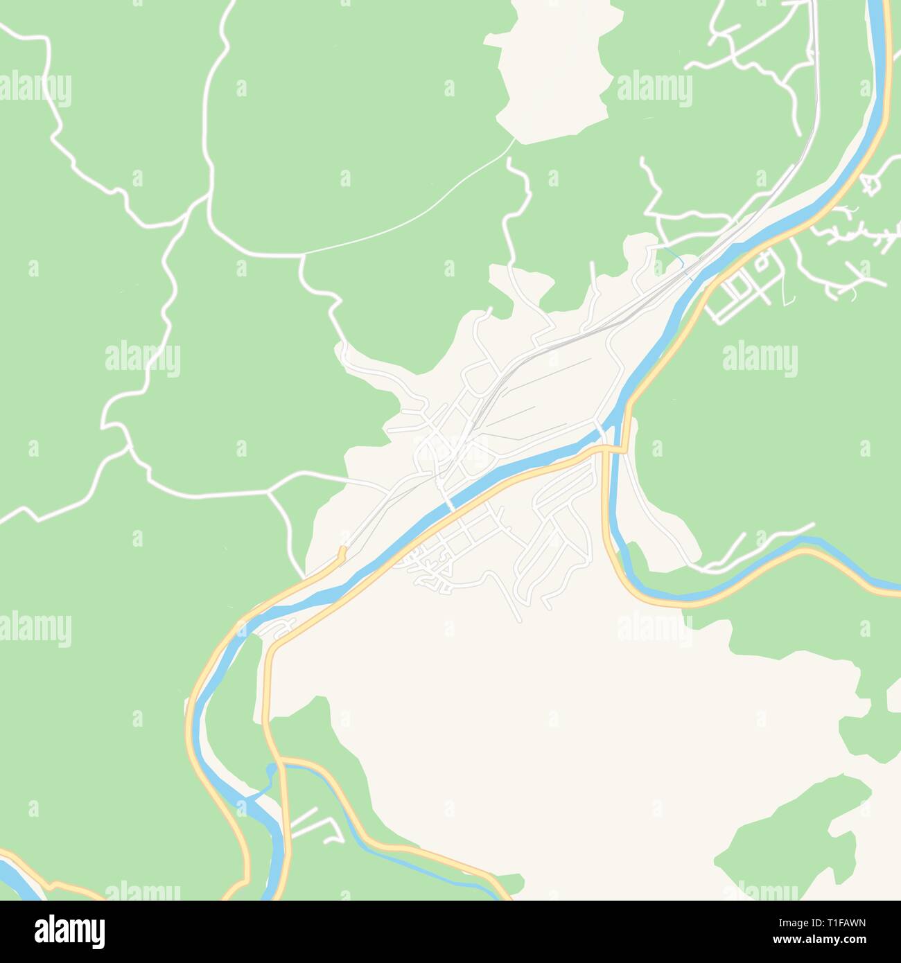 Mappa stampabile di Zavidovici, Bosnia e Erzegovina con strade principali e secondarie e ferrovie più grandi. Questa mappa è stato accuratamente progettato per routing e Illustrazione Vettoriale