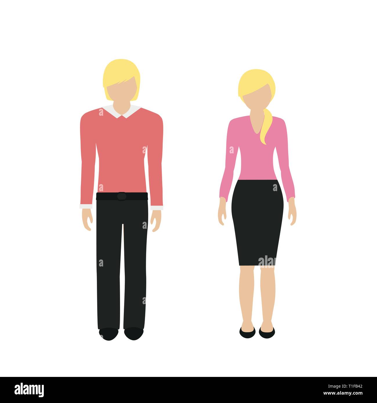 L uomo e la donna carattere con capelli biondi scandinavian isolati su sfondo bianco illustrazione vettoriale EPS10 Illustrazione Vettoriale