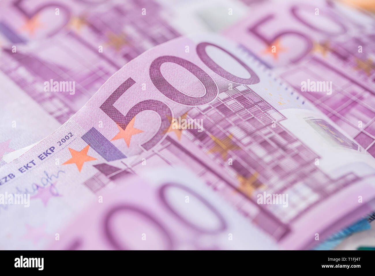 Close-up houndred cinque banconote Denaro e valuta Foto Stock