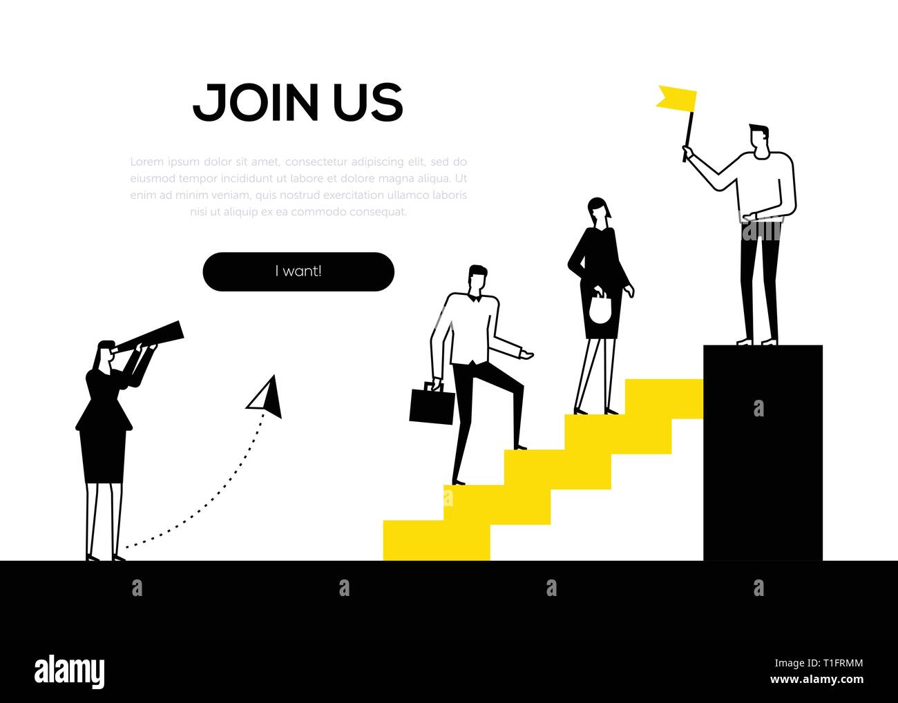 Unisciti a noi - piatto stile di design di banner per il web Illustrazione Vettoriale