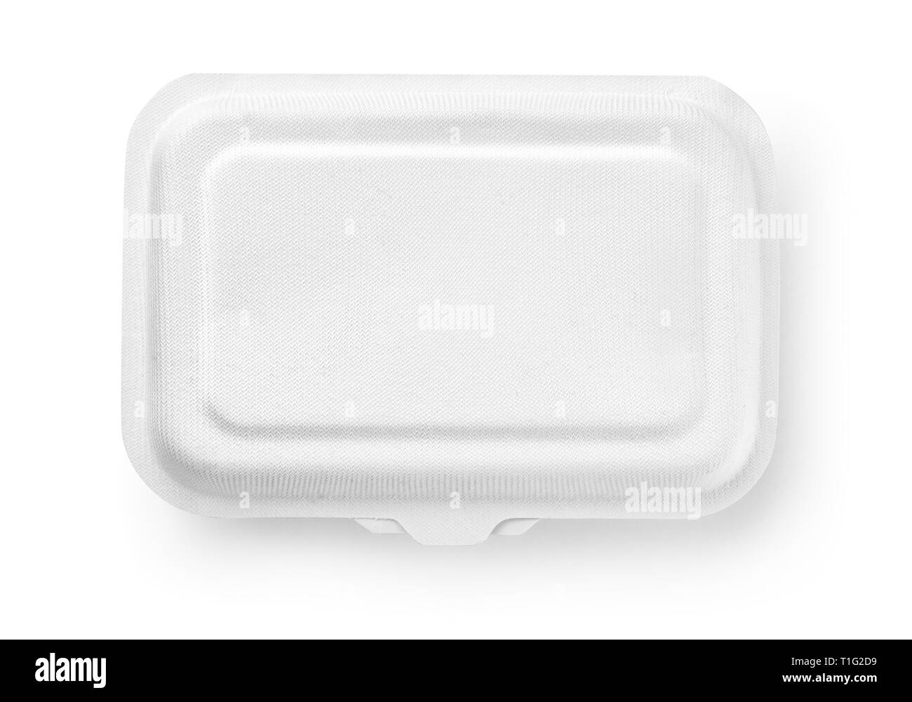 Vista superiore della carta biodegradabile scatola alimentare isolato su bianco Foto Stock