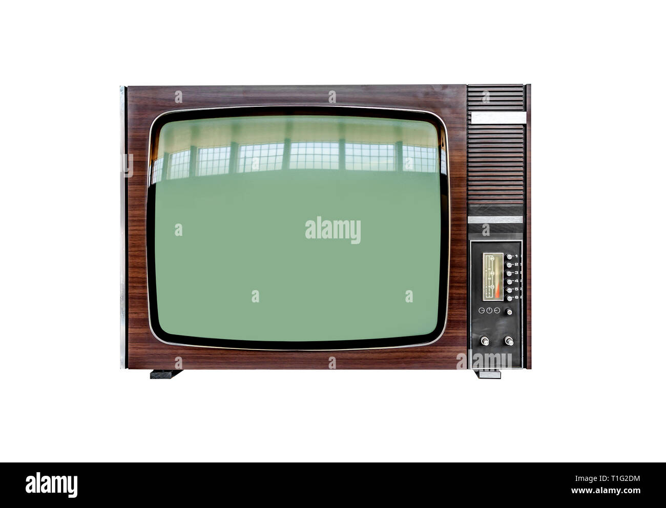 Classic Vintage stile retrò vecchia televisione isolato su uno sfondo bianco. Foto Stock