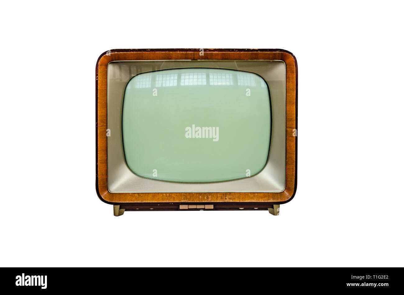 Classic Vintage stile retrò vecchia televisione isolato su uno sfondo bianco. Foto Stock