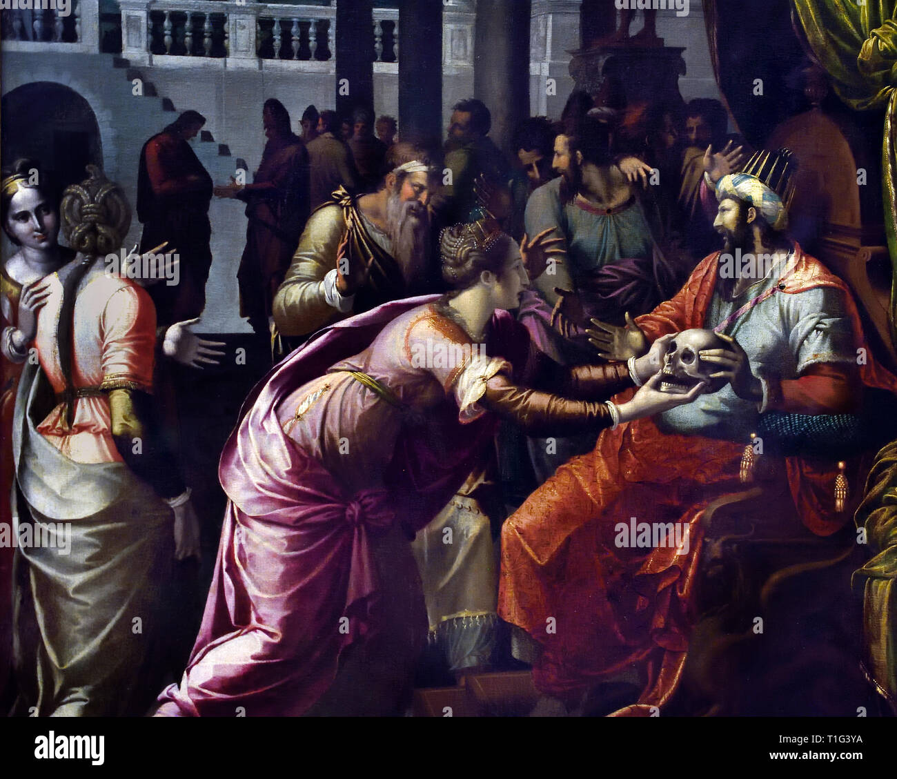 "Il Giudizio di Otto" (circa 1540–1550) di Luca Penni, maestro manierista rinascimentale italiano, pittura a olio su tela. Foto Stock