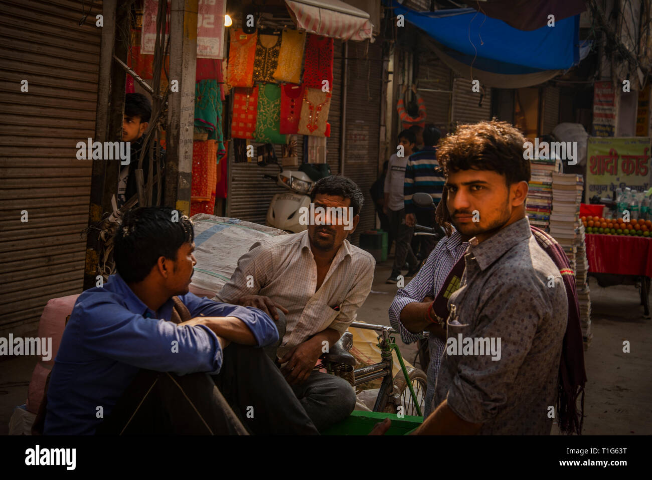 La Vecchia Delhi Street Life Foto Stock