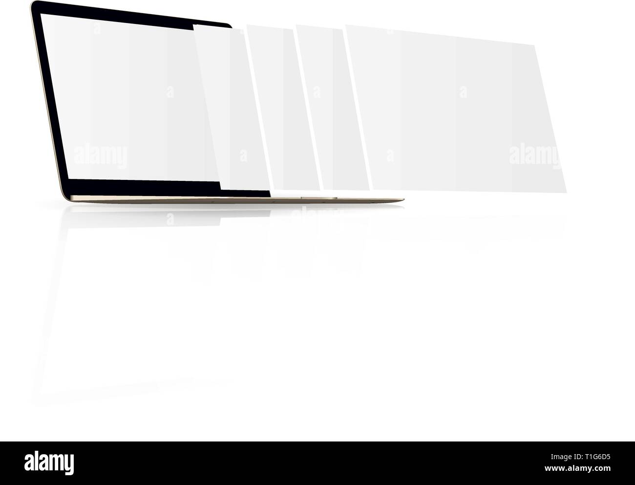 Monitor di un laptop con schermo vuoto e un vuoto di pagine web Illustrazione Vettoriale