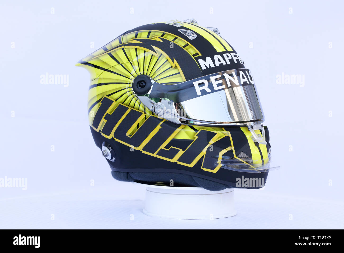 MELBOURNE, Australia - 14 Marzo: Nico Hülkenberg il casco di Renault Sport  F1 Team passeggiate per il suo driver annuale ritratto il giorno 1 del 2019  di Formula 1 Foto stock - Alamy