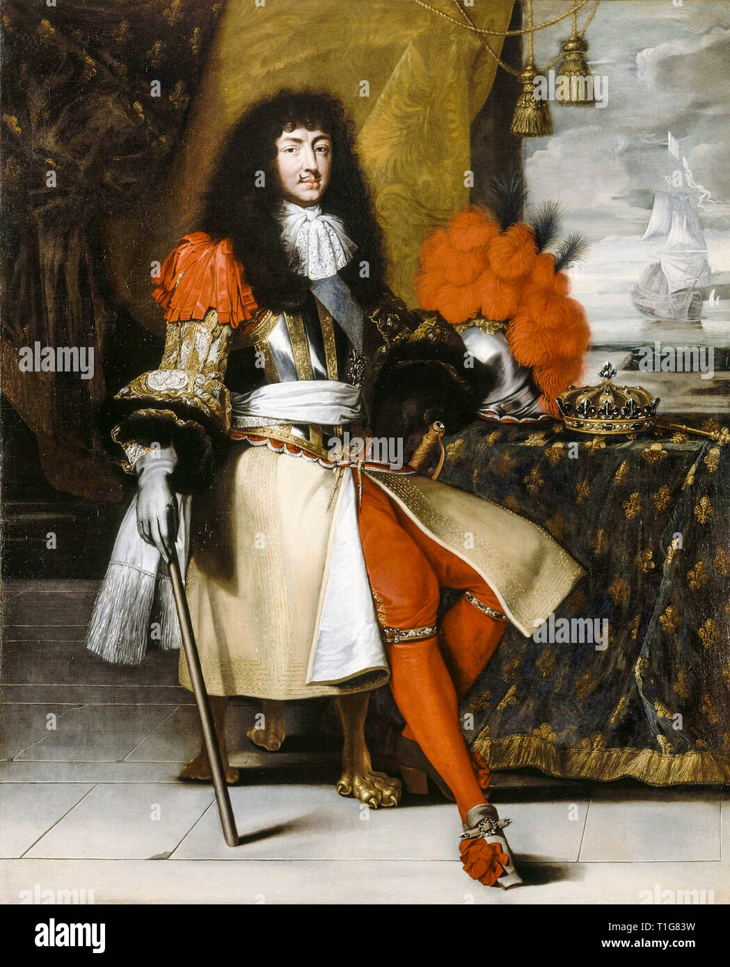 Luigi XIV di Francia (1638-1715), ritratto dipinto ad olio su tela dopo Claude Lefèbvre, circa 1670 Foto Stock