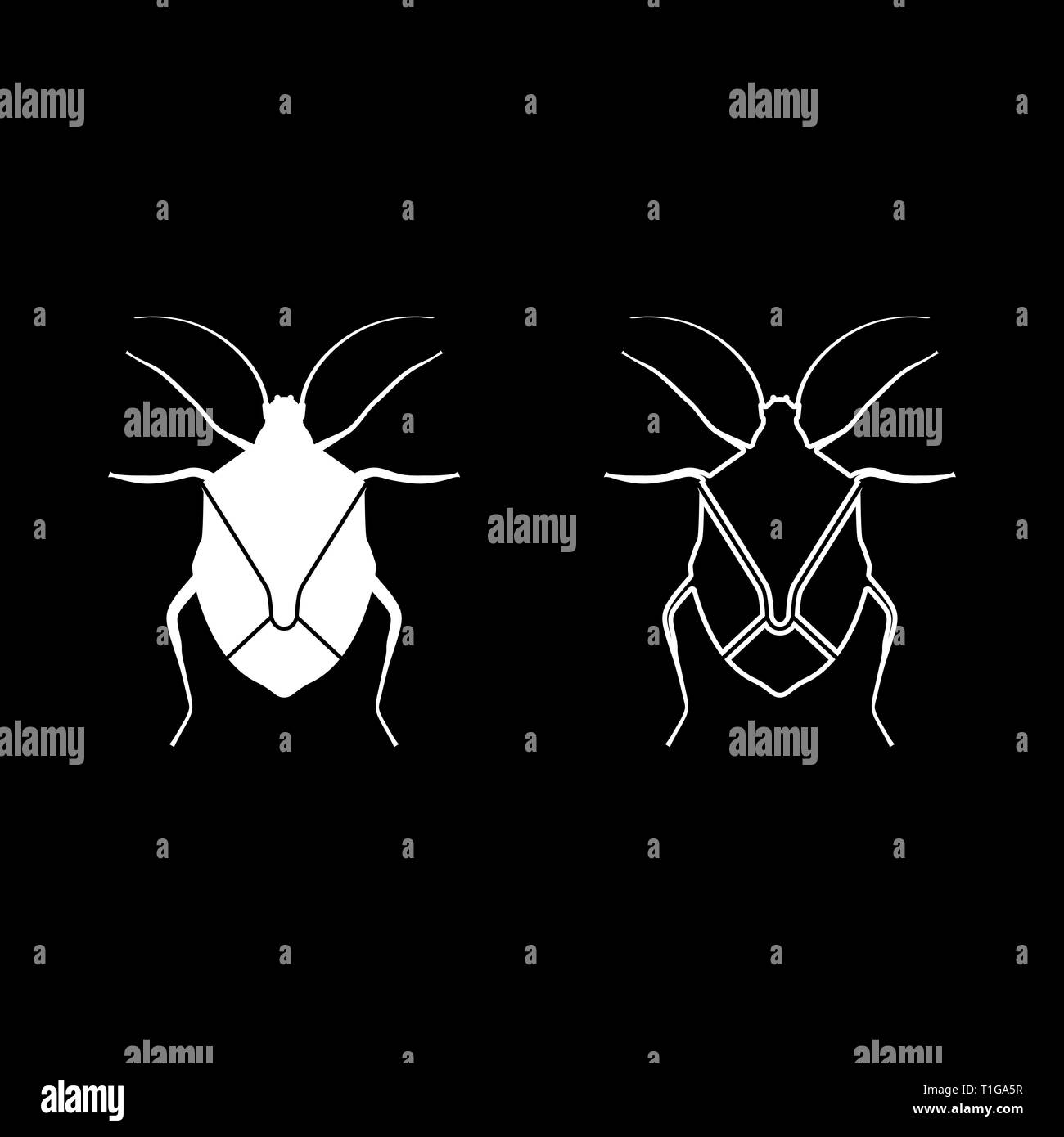 Bug Bedbug Chinch vero bug Hemipterans insetto infestante il set di icone di colore bianco illustrazione vettoriale stile piatto semplice immagine Illustrazione Vettoriale